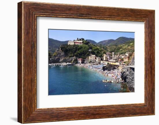 The Old Town Beach at Monterosso Al Mare from the Cinque Terre Coastal Path-Mark Sunderland-Framed Photographic Print