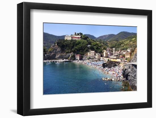 The Old Town Beach at Monterosso Al Mare from the Cinque Terre Coastal Path-Mark Sunderland-Framed Photographic Print