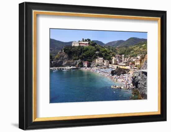 The Old Town Beach at Monterosso Al Mare from the Cinque Terre Coastal Path-Mark Sunderland-Framed Photographic Print