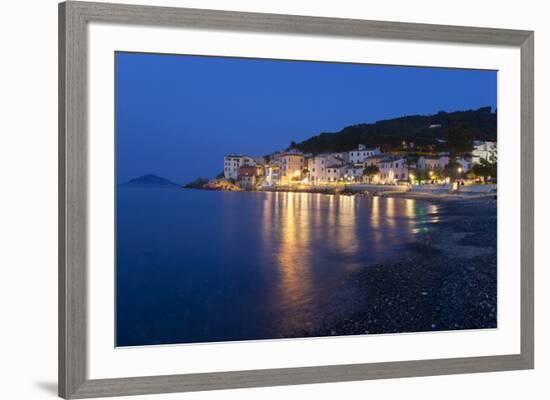 The old village of Marciana Marina at dusk, Elba Island, Livorno Province, Tuscany, Italy, Europe-Roberto Moiola-Framed Photographic Print