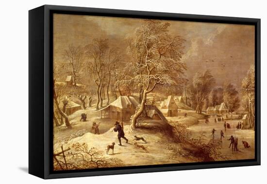 The Old Village under Snow (Oil on Canvas)-David The Elder Teniers-Framed Premier Image Canvas