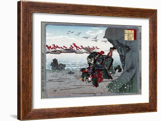The Old Warrior Kumagai Naozane Killing the Young Taira no Atsumori, Japanese Wood-Cut Print-Lantern Press-Framed Art Print
