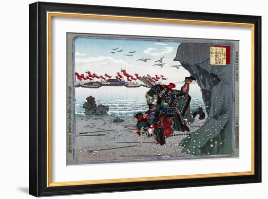 The Old Warrior Kumagai Naozane Killing the Young Taira no Atsumori, Japanese Wood-Cut Print-Lantern Press-Framed Art Print