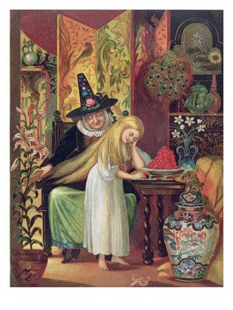 The Old Witch Combing Gerda S Hair In The Snow Queen From Hans Christian Andersen S Fairy Tales Giclee Print Lorens Frolich Art Com