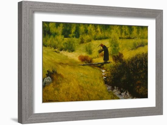 The old woman wife by the stream, 1899-Theodor Severin Kittelsen-Framed Giclee Print