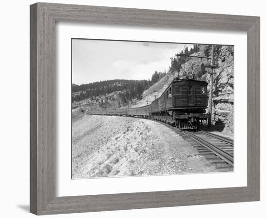 The Olympian, Electric Train in Montana Canyon, 1916-Ashael Curtis-Framed Giclee Print