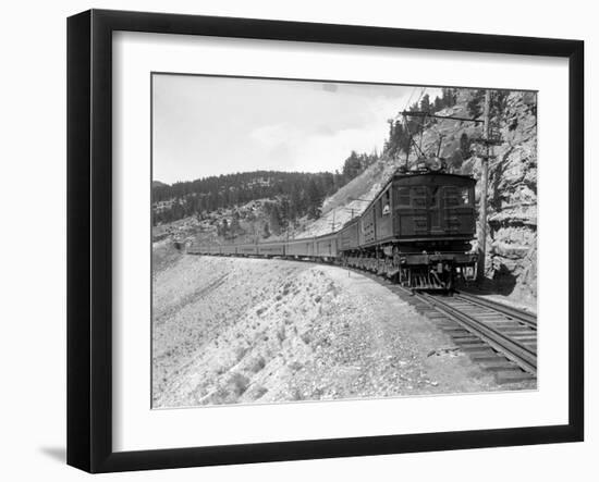 The Olympian, Electric Train in Montana Canyon, 1916-Ashael Curtis-Framed Giclee Print