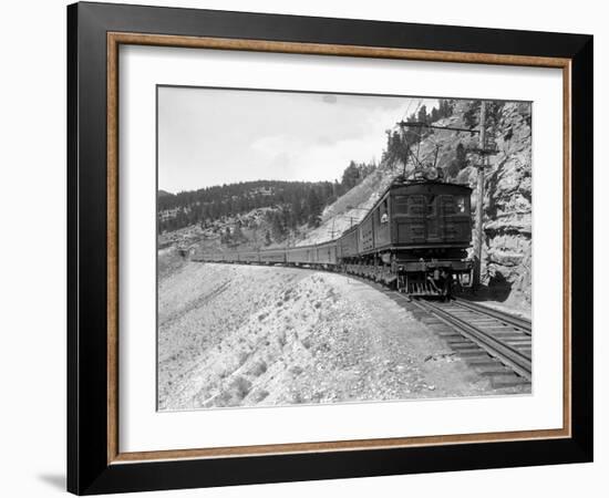 The Olympian, Electric Train in Montana Canyon, 1916-Ashael Curtis-Framed Giclee Print