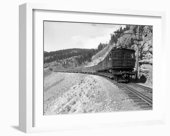 The Olympian, Electric Train in Montana Canyon, 1916-Ashael Curtis-Framed Giclee Print