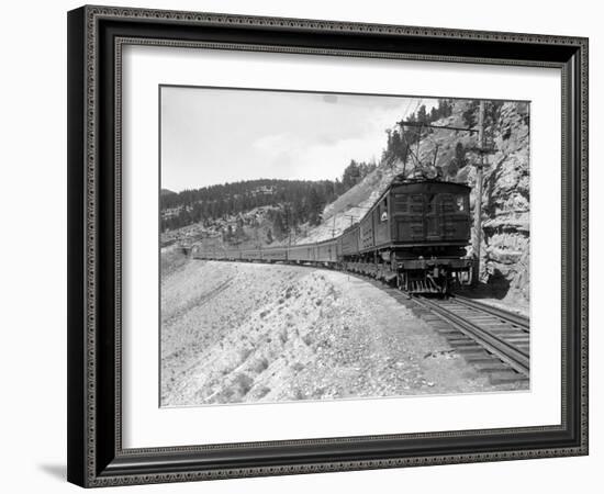 The Olympian, Electric Train in Montana Canyon, 1916-Ashael Curtis-Framed Giclee Print