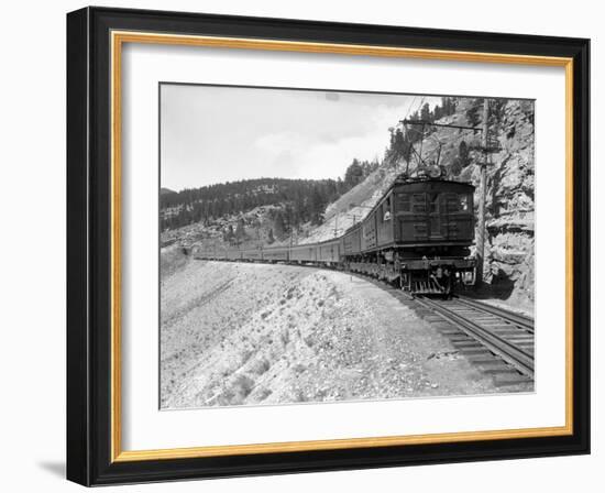 The Olympian, Electric Train in Montana Canyon, 1916-Ashael Curtis-Framed Giclee Print