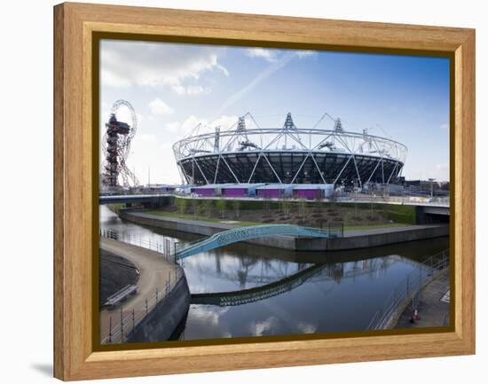 The Olympic Stadium with the Arcelor Mittal Orbit and the River Lee, London, England, UK-Mark Chivers-Framed Premier Image Canvas