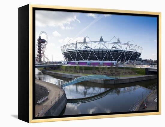 The Olympic Stadium with the Arcelor Mittal Orbit and the River Lee, London, England, UK-Mark Chivers-Framed Premier Image Canvas