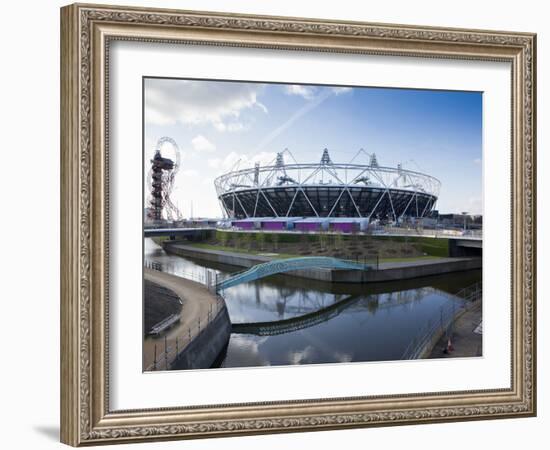 The Olympic Stadium with the Arcelor Mittal Orbit and the River Lee, London, England, UK-Mark Chivers-Framed Photographic Print