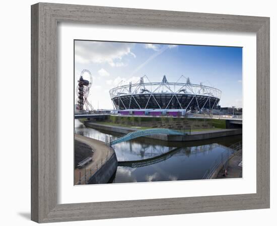 The Olympic Stadium with the Arcelor Mittal Orbit and the River Lee, London, England, UK-Mark Chivers-Framed Photographic Print