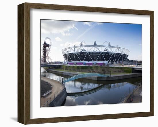 The Olympic Stadium with the Arcelor Mittal Orbit and the River Lee, London, England, UK-Mark Chivers-Framed Photographic Print