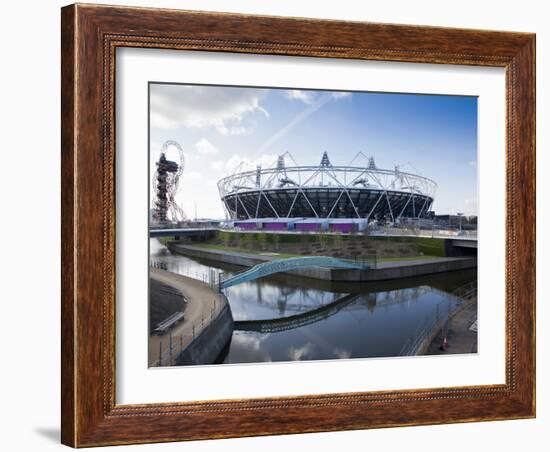 The Olympic Stadium with the Arcelor Mittal Orbit and the River Lee, London, England, UK-Mark Chivers-Framed Photographic Print