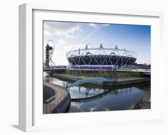 The Olympic Stadium with the Arcelor Mittal Orbit and the River Lee, London, England, UK-Mark Chivers-Framed Photographic Print