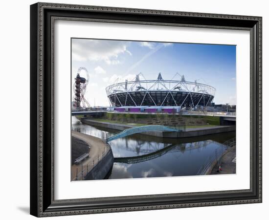 The Olympic Stadium with the Arcelor Mittal Orbit and the River Lee, London, England, UK-Mark Chivers-Framed Photographic Print