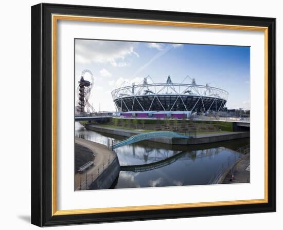 The Olympic Stadium with the Arcelor Mittal Orbit and the River Lee, London, England, UK-Mark Chivers-Framed Photographic Print