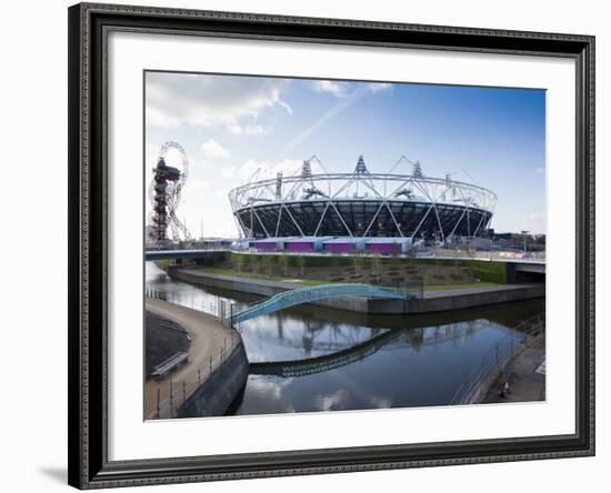 The Olympic Stadium with the Arcelor Mittal Orbit and the River Lee, London, England, UK-Mark Chivers-Framed Photographic Print