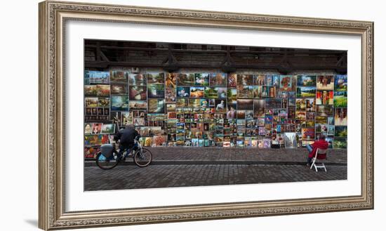 The Open Air Art Gallery on the Medieval City Walls at the Side of the Florianska Gate, Krakow-null-Framed Photographic Print