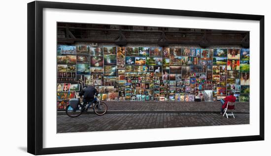 The Open Air Art Gallery on the Medieval City Walls at the Side of the Florianska Gate, Krakow-null-Framed Photographic Print