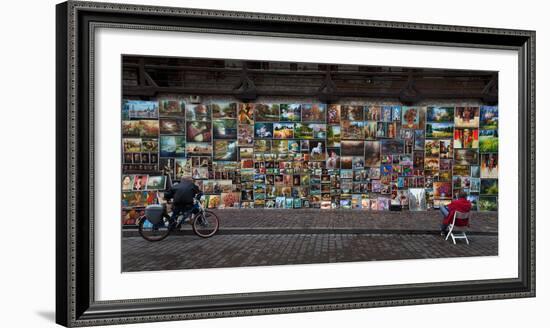 The Open Air Art Gallery on the Medieval City Walls at the Side of the Florianska Gate, Krakow-null-Framed Photographic Print