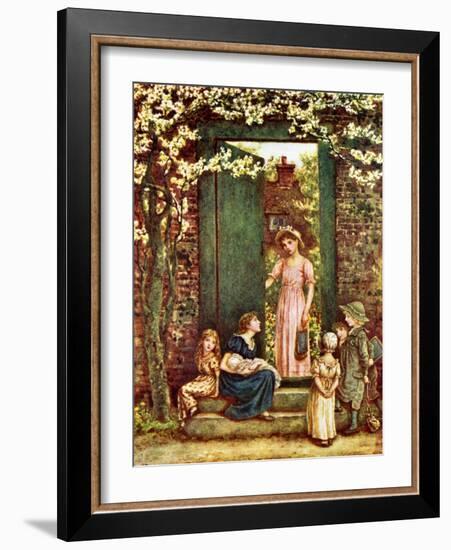 'The open door' by Kate Greenaway-Kate Greenaway-Framed Giclee Print