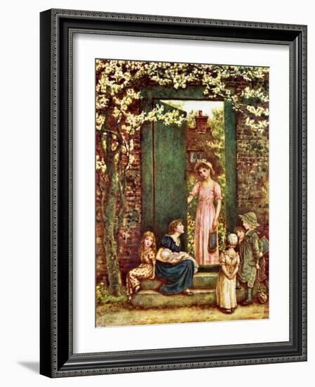 'The open door' by Kate Greenaway-Kate Greenaway-Framed Giclee Print