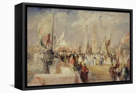 The Opening of London Bridge by King William IV and Queen Adelaide on 1 August, 1831-Thomas Allom-Framed Premier Image Canvas