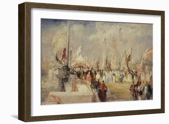 The Opening of London Bridge by King William IV and Queen Adelaide on 1 August, 1831-Thomas Allom-Framed Giclee Print