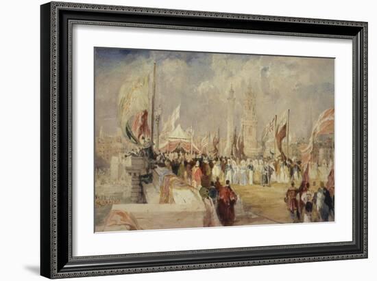 The Opening of London Bridge by King William IV and Queen Adelaide on 1 August, 1831-Thomas Allom-Framed Giclee Print