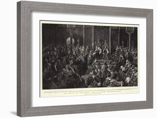 The Opening of Parliament, the King Signing the Declaration-Sydney Prior Hall-Framed Giclee Print