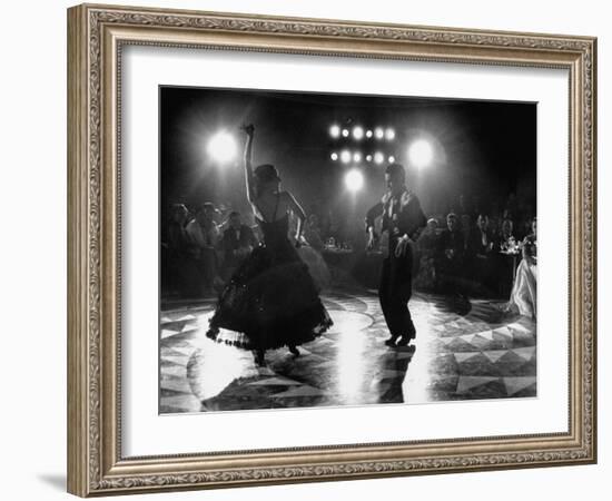 The Opening of the Castellana Hilton Hotel, Spanish Dancers Doing a Famenca Number in Patio-Yale Joel-Framed Photographic Print