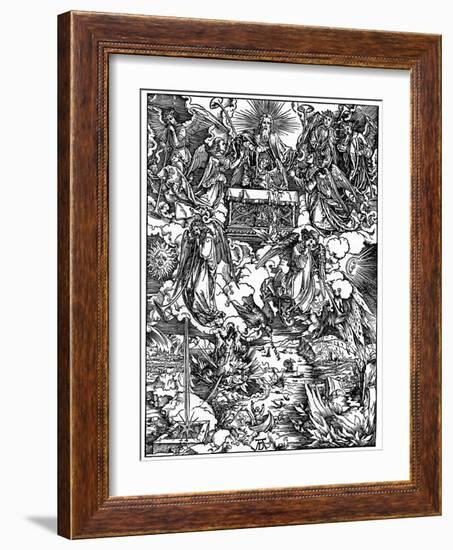 The Opening of the Seventh Seal, the Seven Angels with the Trumpets, 1498-Albrecht Durer-Framed Giclee Print