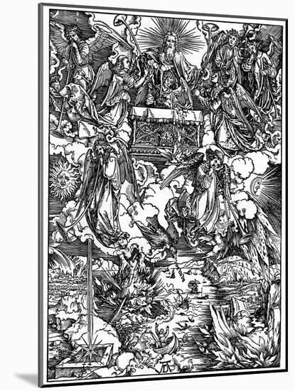 The Opening of the Seventh Seal, the Seven Angels with the Trumpets, 1498-Albrecht Durer-Mounted Giclee Print