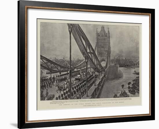 The Opening of the Tower Bridge, the Royal Procession on the Bridge-Henri Lanos-Framed Giclee Print