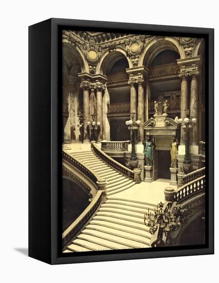 The Opera House, the grand staircase, Paris, France, c.1890-1900-null-Framed Premier Image Canvas