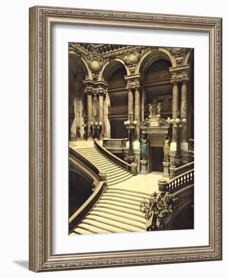 The Opera House, the grand staircase, Paris, France, c.1890-1900-null-Framed Photographic Print