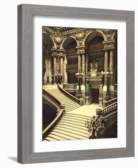 The Opera House, the grand staircase, Paris, France, c.1890-1900-null-Framed Photographic Print