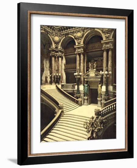 The Opera House, the grand staircase, Paris, France, c.1890-1900-null-Framed Photographic Print