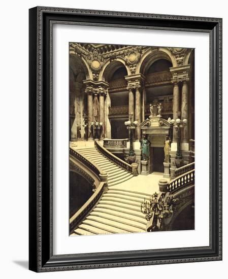 The Opera House, the grand staircase, Paris, France, c.1890-1900-null-Framed Photographic Print