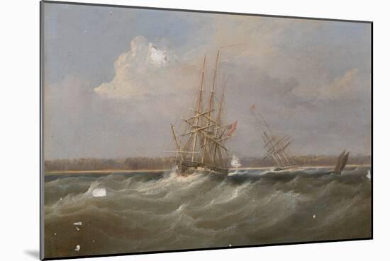 The Opium Clipper 'Sylph' Salvaged by the Sloop 'Clive', C.1835 (Oil Painting)-William John Huggins-Mounted Giclee Print