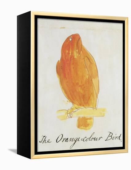The Orange Colour Bird, from "Sixteen Drawings of Comic Birds"-Edward Lear-Framed Premier Image Canvas