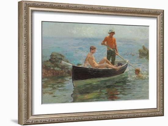 The Orange Jersey, 1913 (Oil on Canvas)-Henry Scott Tuke-Framed Giclee Print