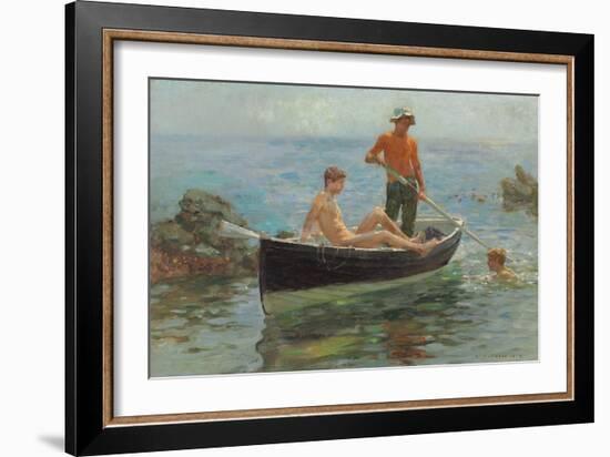 The Orange Jersey, 1913 (Oil on Canvas)-Henry Scott Tuke-Framed Giclee Print