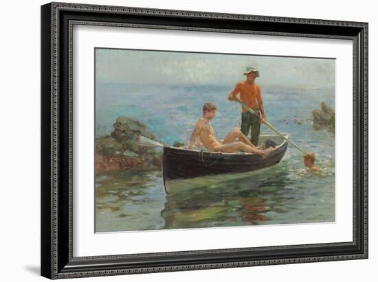 The Orange Jersey, 1913 (Oil on Canvas)-Henry Scott Tuke-Framed Giclee Print