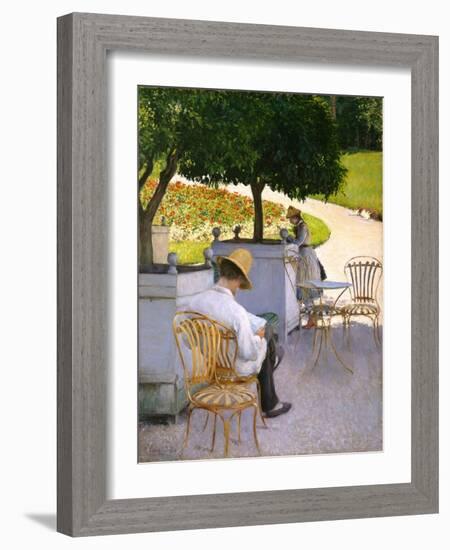 The Orange Trees or the Artist's Brother in His Garden, 1878 (Oil on Canvas)-Gustave Caillebotte-Framed Giclee Print