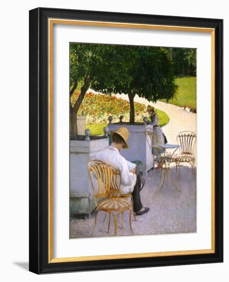 The Orange Trees or the Artist's Brother in His Garden, 1878 (Oil on Canvas)-Gustave Caillebotte-Framed Giclee Print